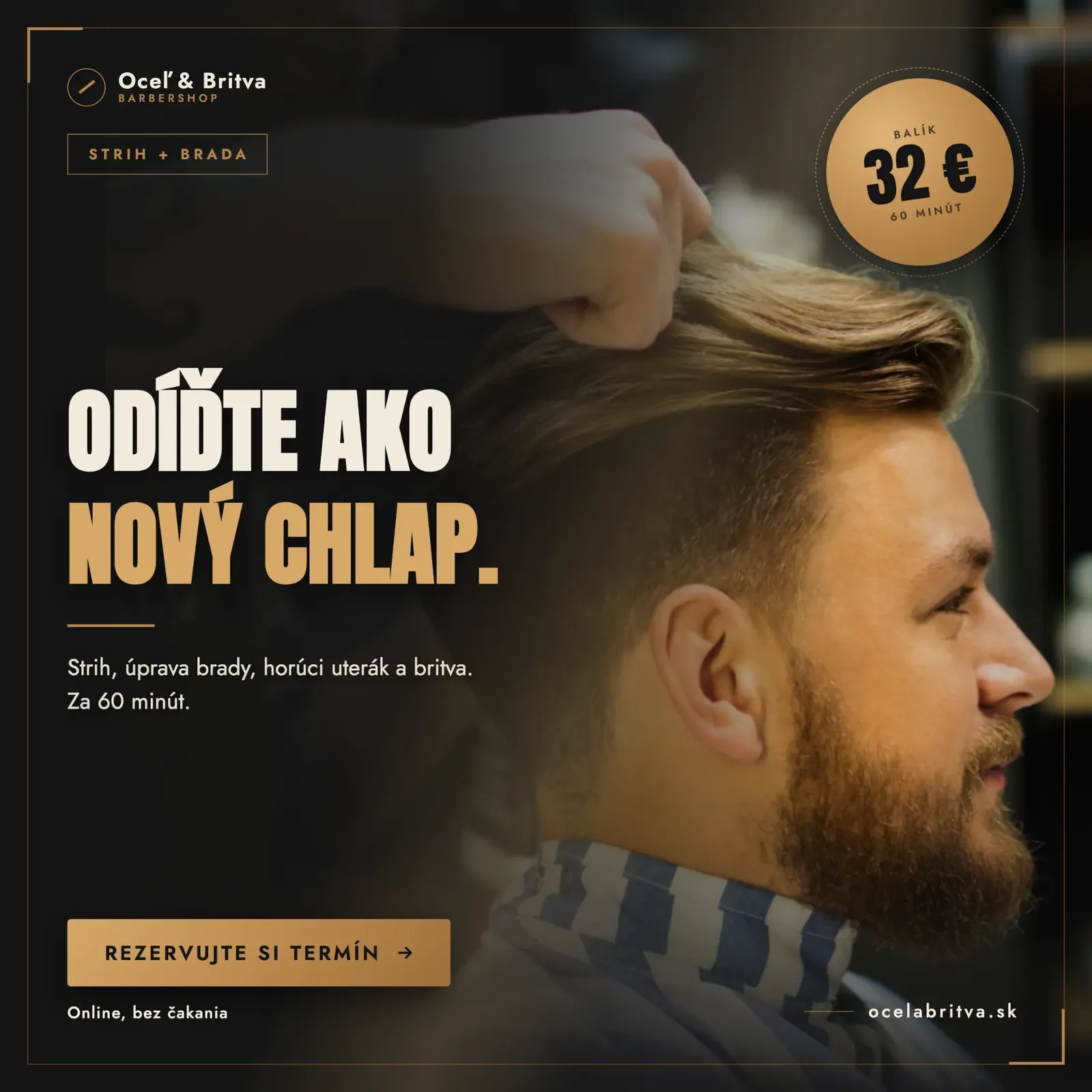 Grafika na sociálne siete – prezentácia služby barbershopu, ukážkový koncept waustudio
